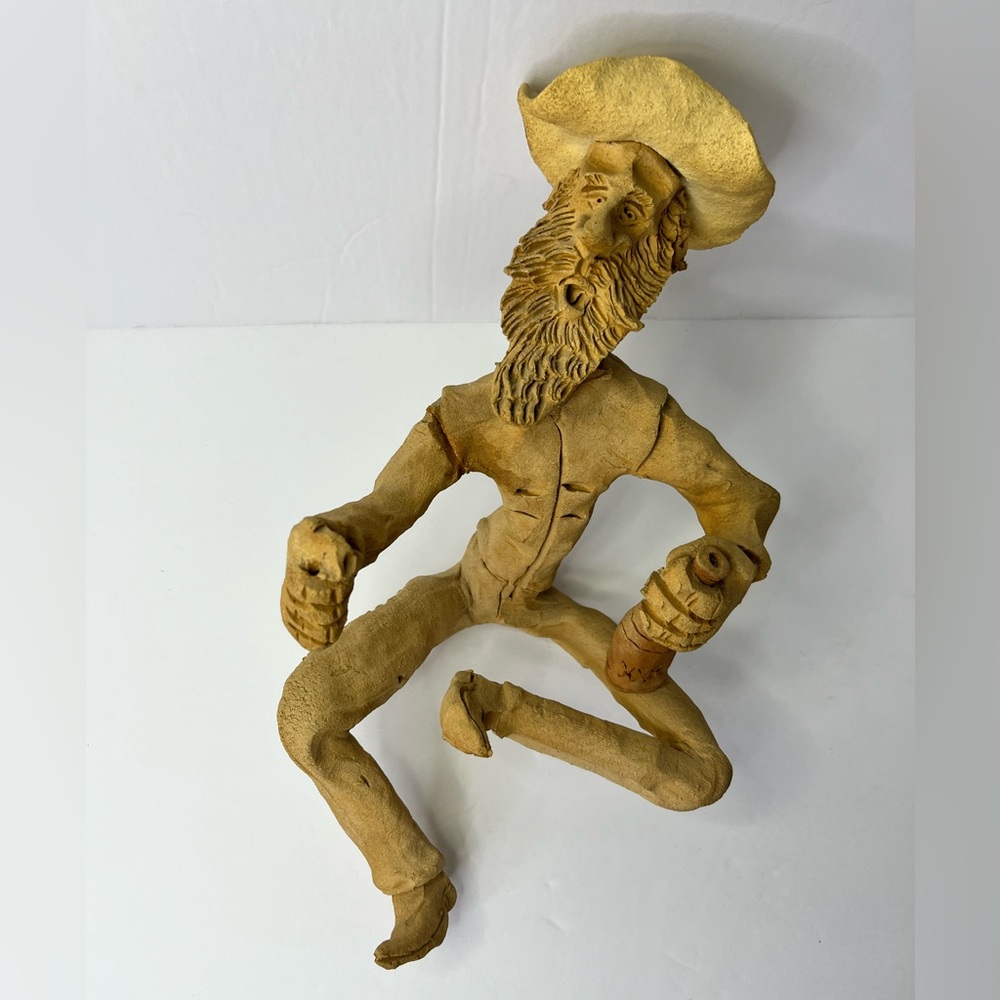 Vintage Tom Schoolcraft‎ Sculputures Bearded Cowboy With XXX moonshine Drink.